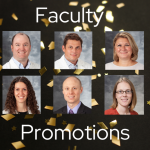 2024 Faculty Promotion with confetti and headshots.