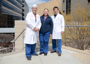 Critical Care Anesthesia faculty members outside of University Hospital in 2025.